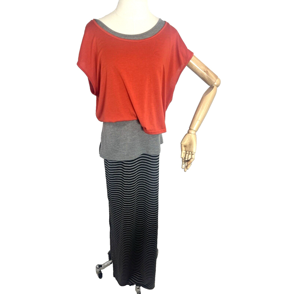 Stacy Chang Askew T-Shirt Colorblock Maxi‎ Dress Size Medium Anthropologie